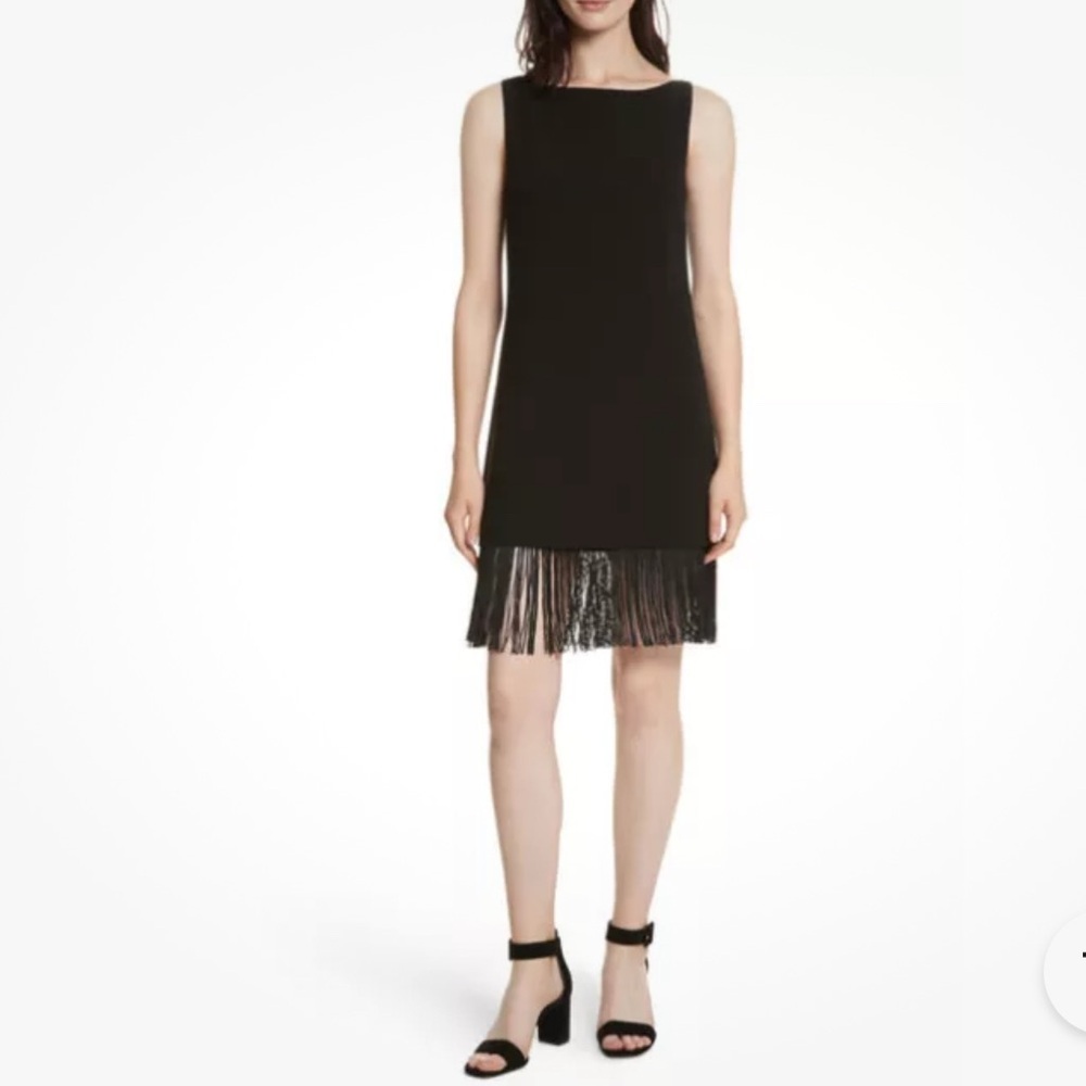 Elizabeth And James Ekon Fringe Hem Dress In Black